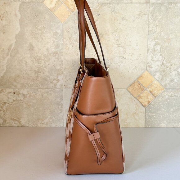 Michael Kors Gilly LG Drawstring Travel Tote Shoulder Bag MK Graphic Logo Brown - Picture 7 of 15